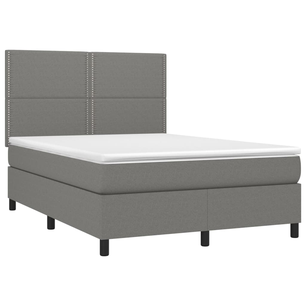 Boxspring met matras en LED stof donkergrijs 140x190 cm is nu te koop bij PeponiXL, paradijselijk wonen!