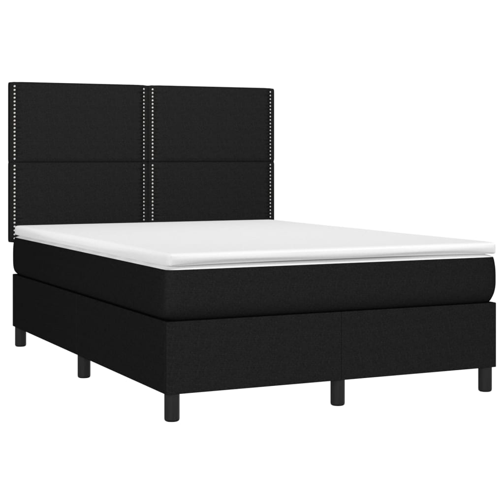 Boxspring met matras en LED stof zwart 140x200 cm is nu te koop bij PeponiXL, paradijselijk wonen!