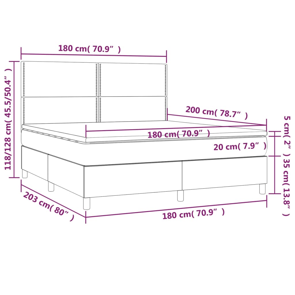 Boxspring met matras en LED stof zwart 180x200 cm is nu te koop bij PeponiXL, paradijselijk wonen!
