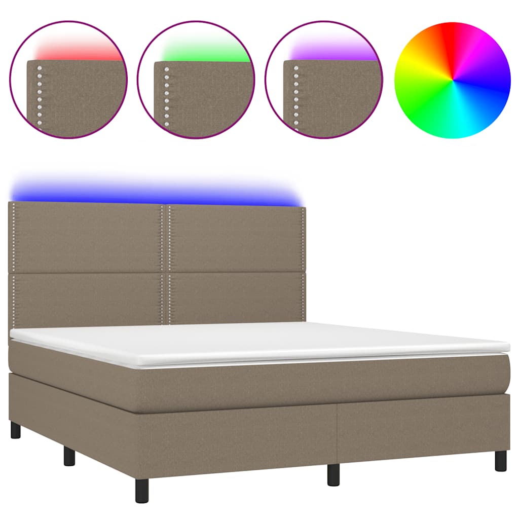 Boxspring met matras en LED stof taupe 180x200 cm is nu te koop bij PeponiXL, paradijselijk wonen!