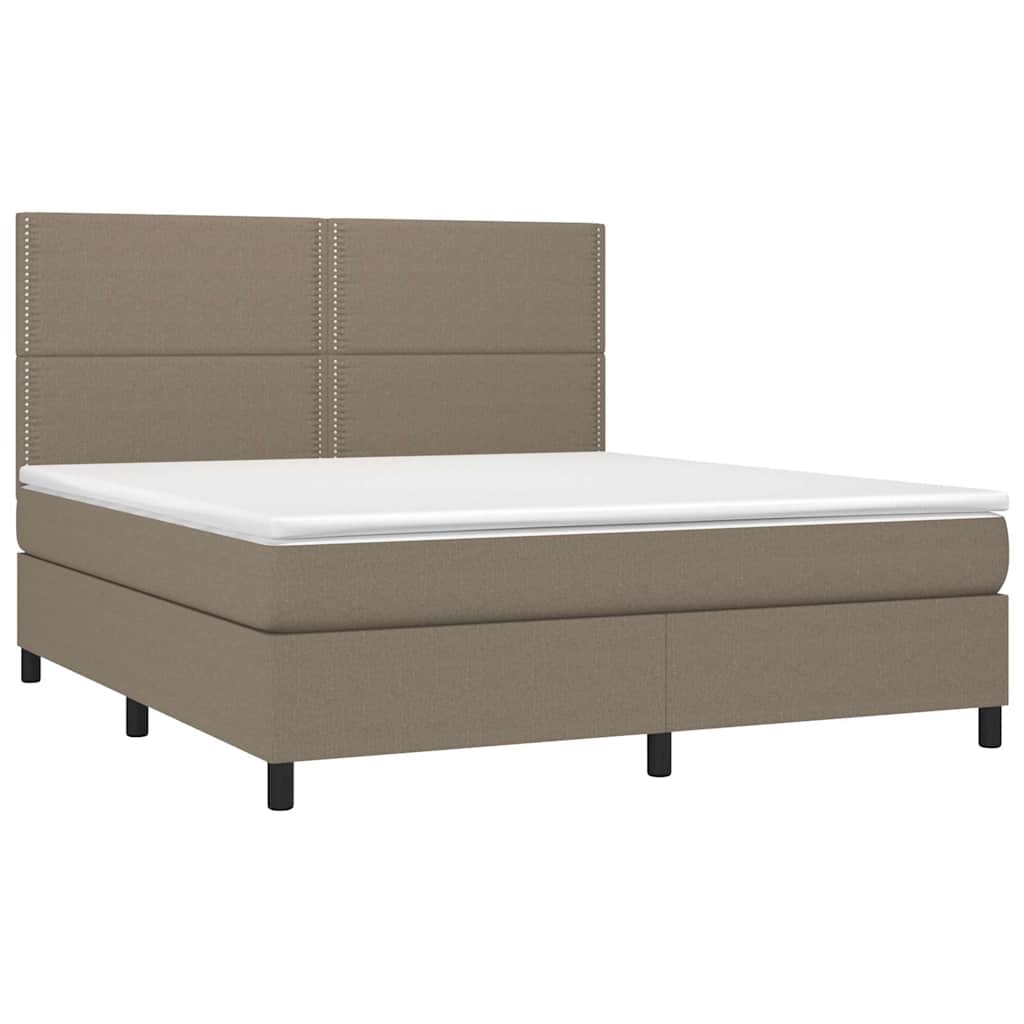 Boxspring met matras en LED stof taupe 180x200 cm is nu te koop bij PeponiXL, paradijselijk wonen!