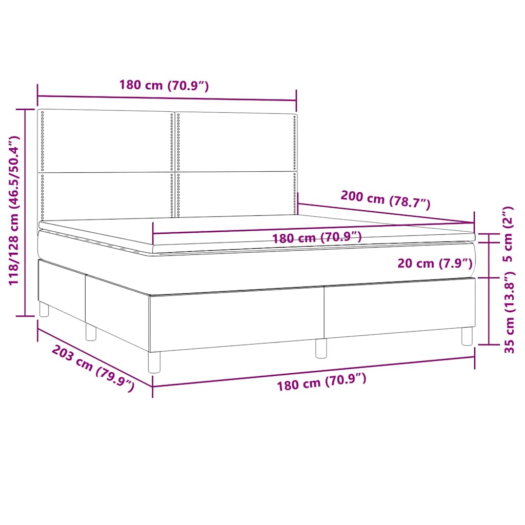 Boxspring met matras en LED stof taupe 180x200 cm is nu te koop bij PeponiXL, paradijselijk wonen!