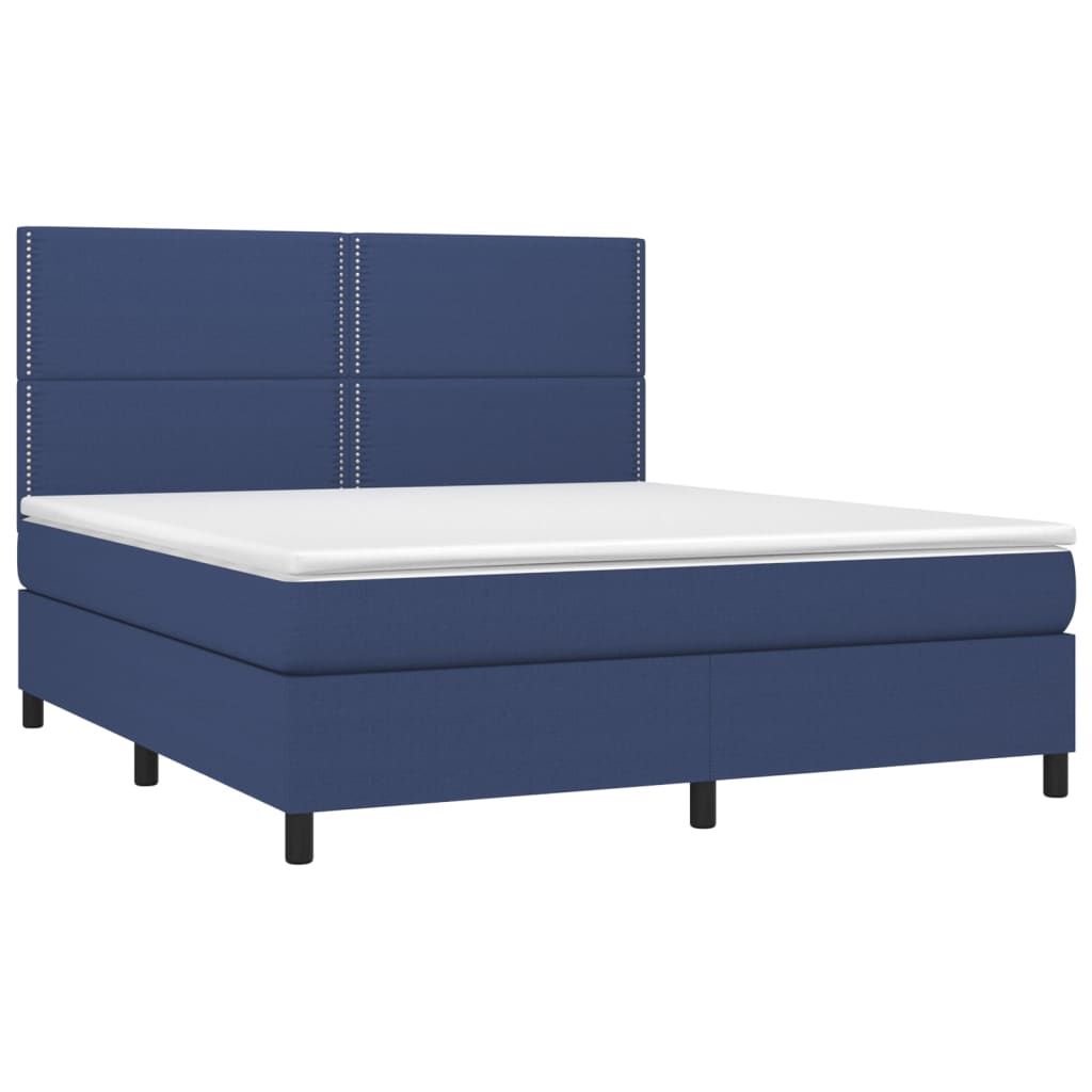 Boxspring met matras en LED stof blauw 180x200 cm is nu te koop bij PeponiXL, paradijselijk wonen!