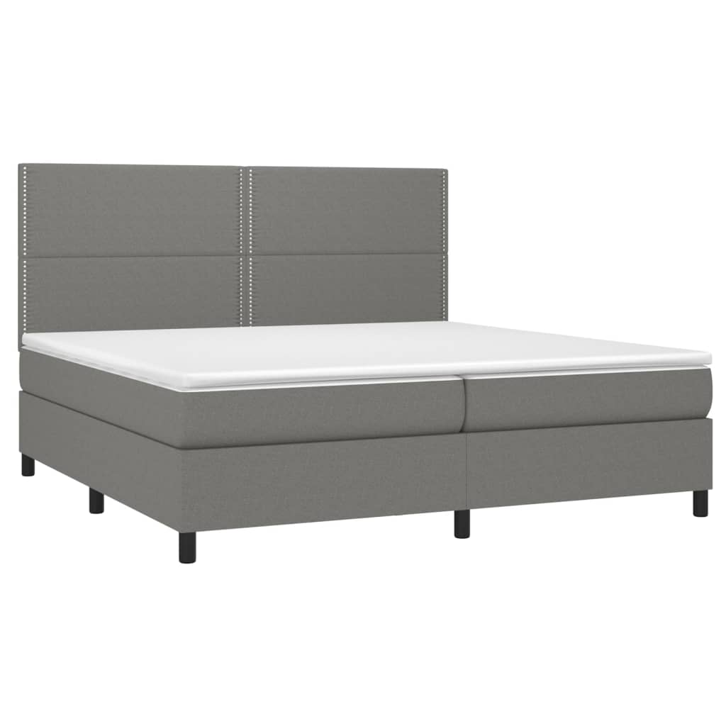 Boxspring met matras en LED stof donkergrijs 200x200 cm is nu te koop bij PeponiXL, paradijselijk wonen!
