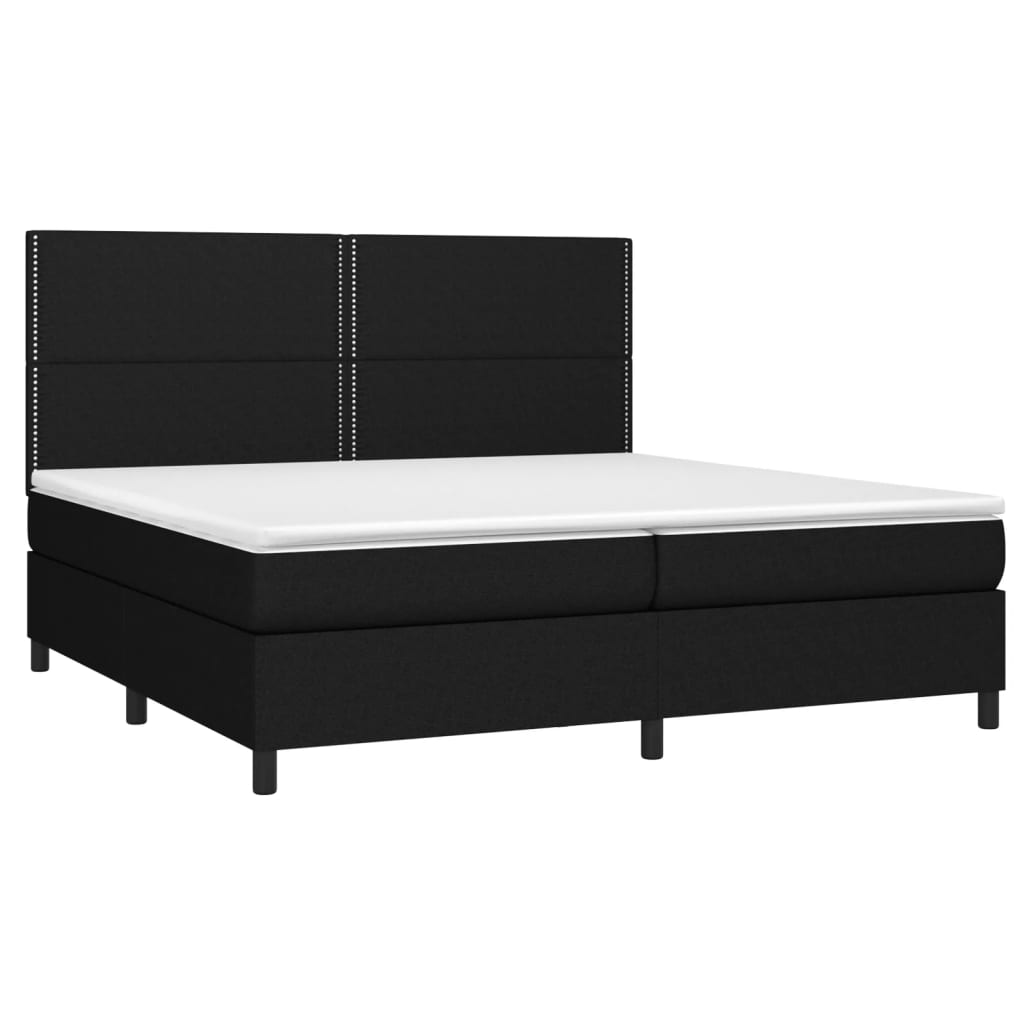 Boxspring met matras en LED stof zwart 200x200 cm is nu te koop bij PeponiXL, paradijselijk wonen!