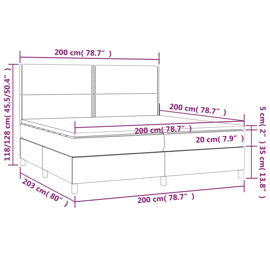 Boxspring met matras en LED stof zwart 200x200 cm is nu te koop bij PeponiXL, paradijselijk wonen!