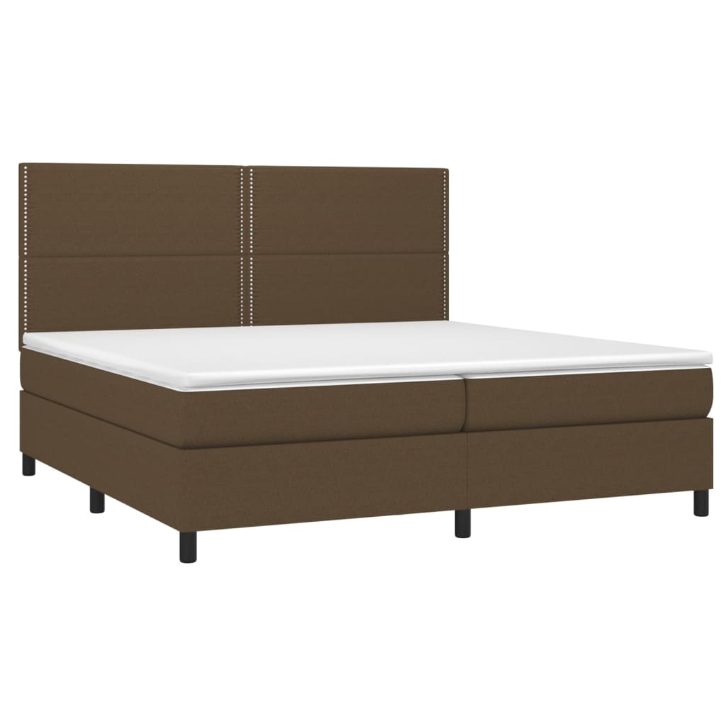 Boxspring met matras en LED stof donkerbruin 200x200 cm is nu te koop bij PeponiXL, paradijselijk wonen!