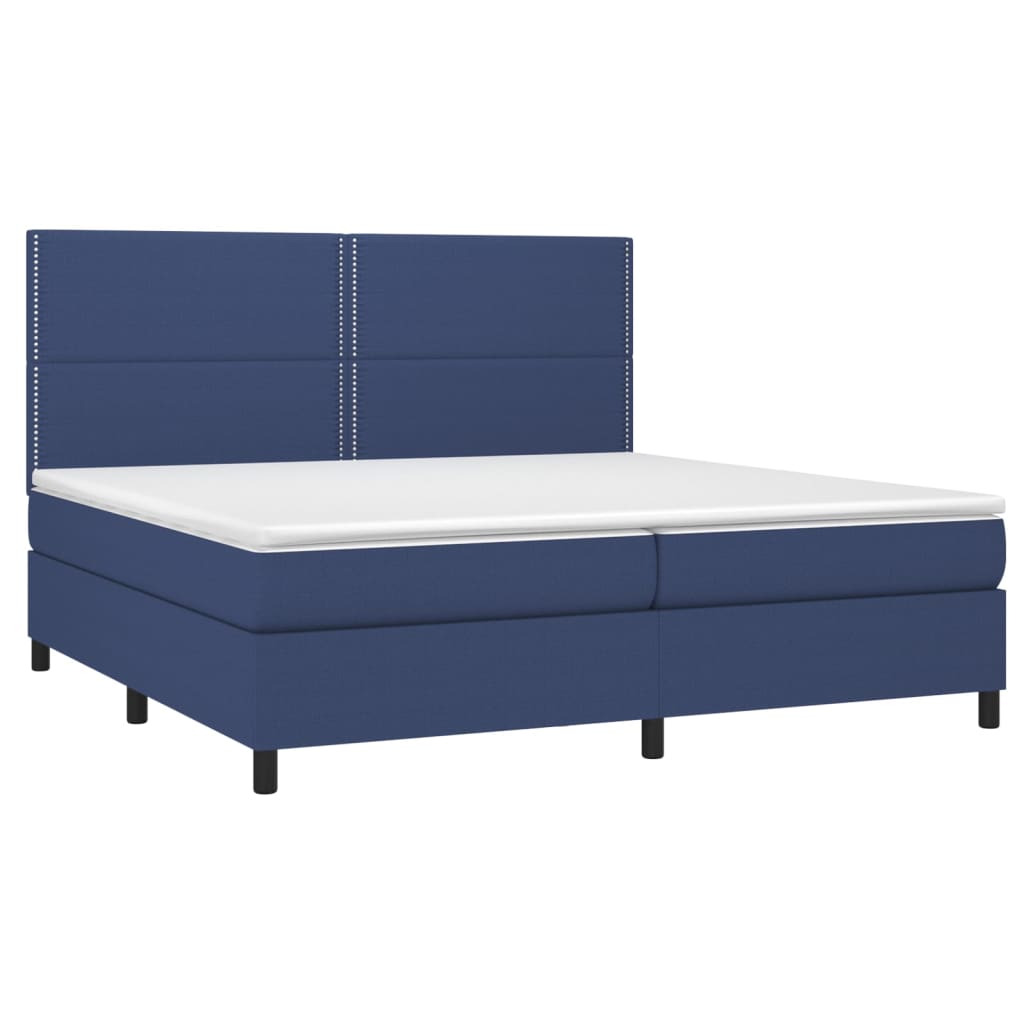 Boxspring met matras en LED stof blauw 200x200 cm is nu te koop bij PeponiXL, paradijselijk wonen!