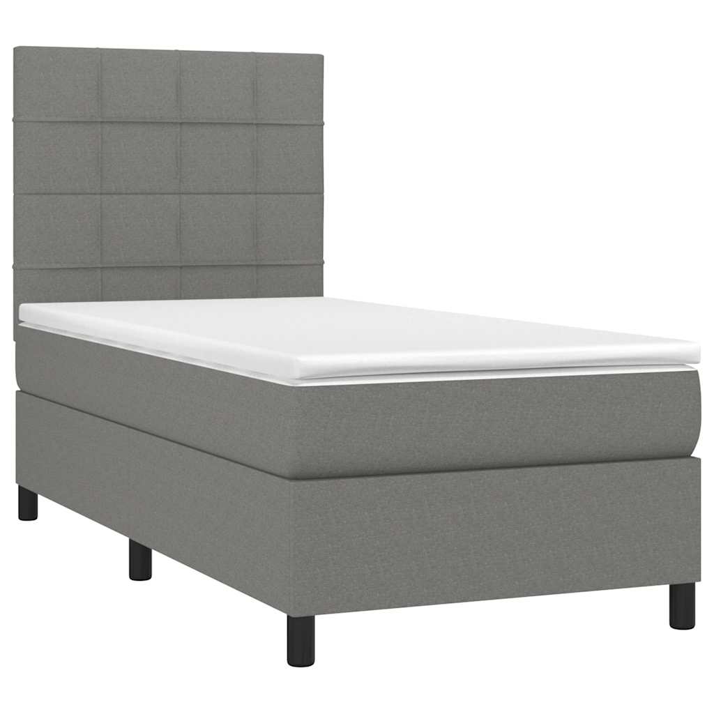Boxspring met matras en LED stof donkergrijs 80x200 cm is nu te koop bij PeponiXL, paradijselijk wonen!