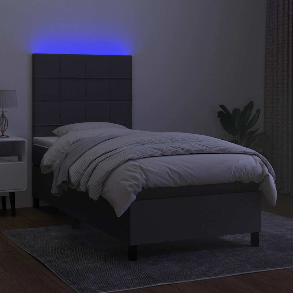 Boxspring met matras en LED stof donkergrijs 80x200 cm is nu te koop bij PeponiXL, paradijselijk wonen!
