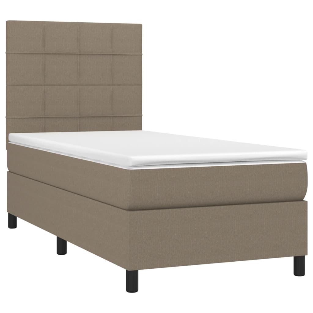 Boxspring met matras en LED stof taupe 80x200 cm is nu te koop bij PeponiXL, paradijselijk wonen!