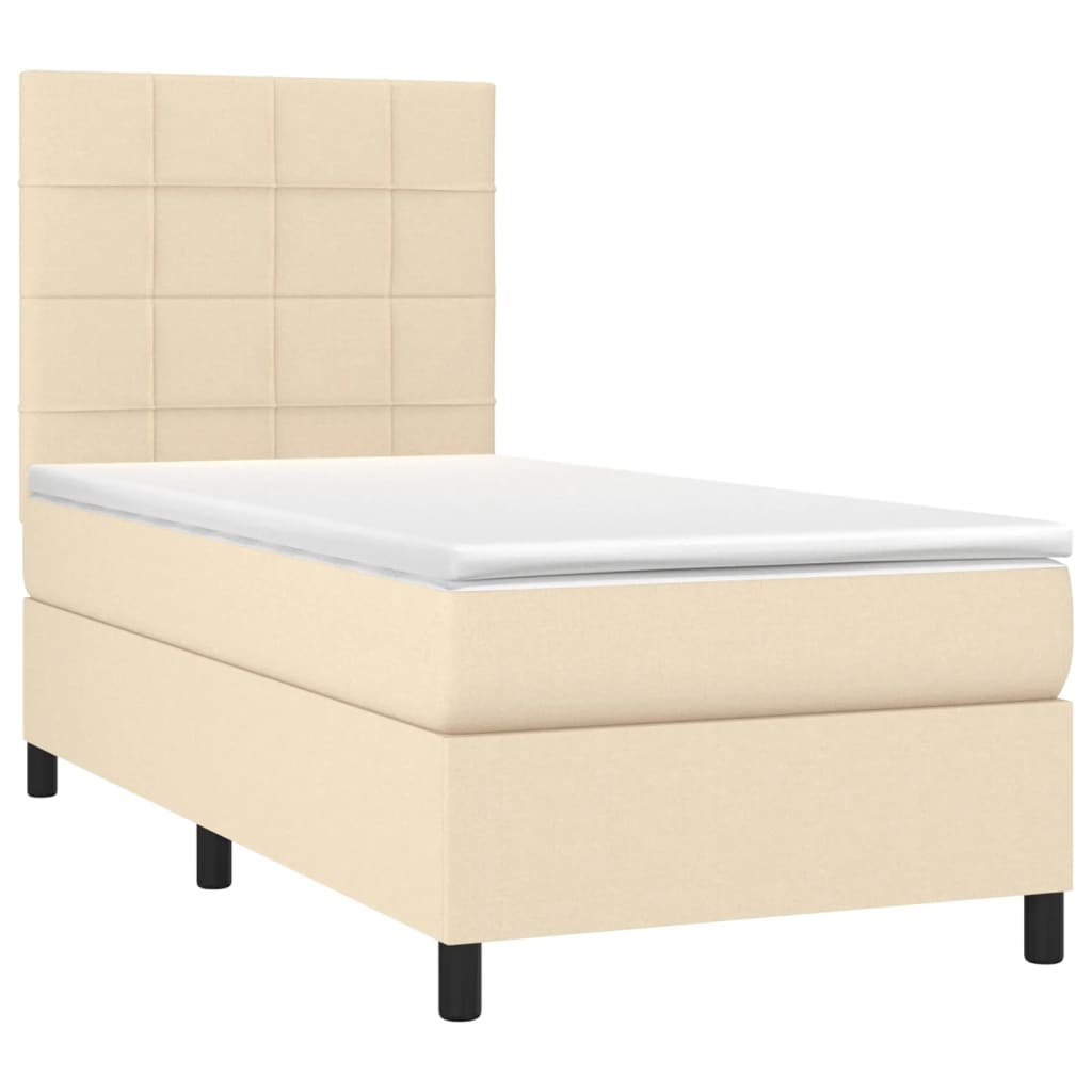 Boxspring met matras en LED stof crèmekleurig 80x200 cm is nu te koop bij PeponiXL, paradijselijk wonen!
