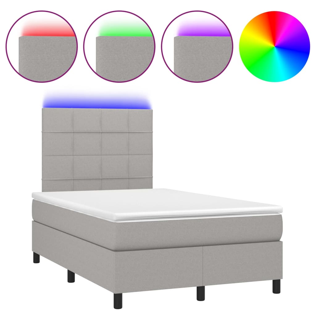 Boxspring met matras en LED stof lichtgrijs 120x200 cm is nu te koop bij PeponiXL, paradijselijk wonen!