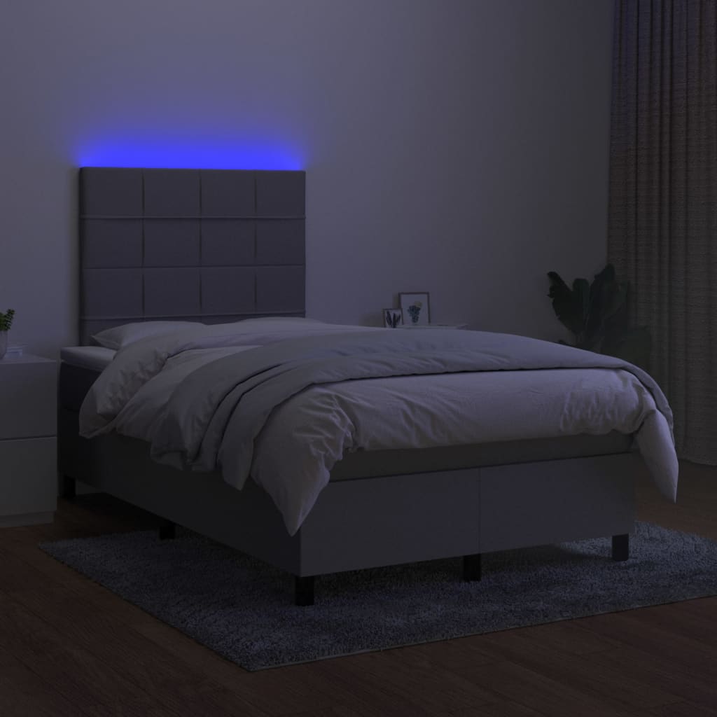 Boxspring met matras en LED stof lichtgrijs 120x200 cm is nu te koop bij PeponiXL, paradijselijk wonen!