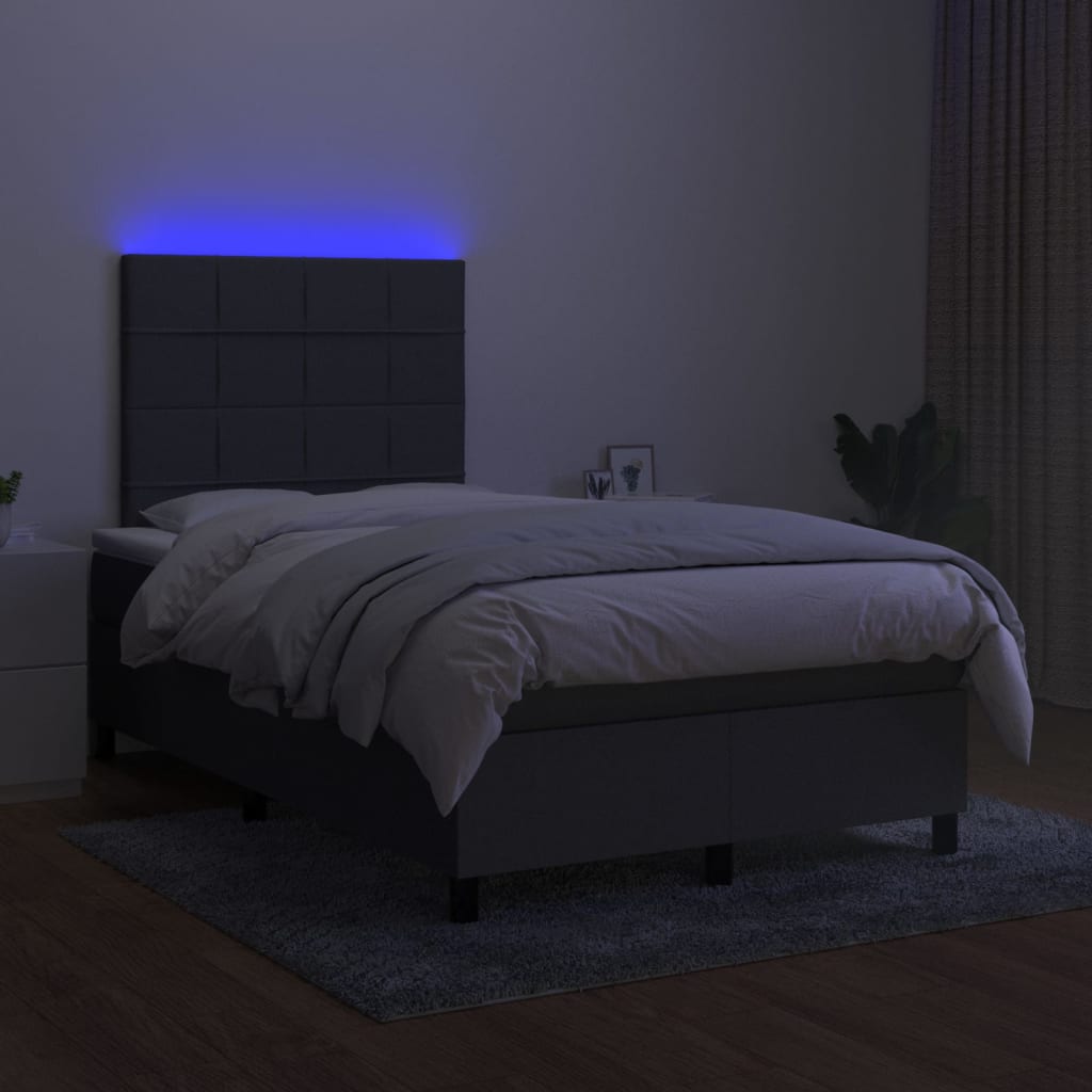 Boxspring met matras en LED stof donkergrijs 120x200 cm is nu te koop bij PeponiXL, paradijselijk wonen!