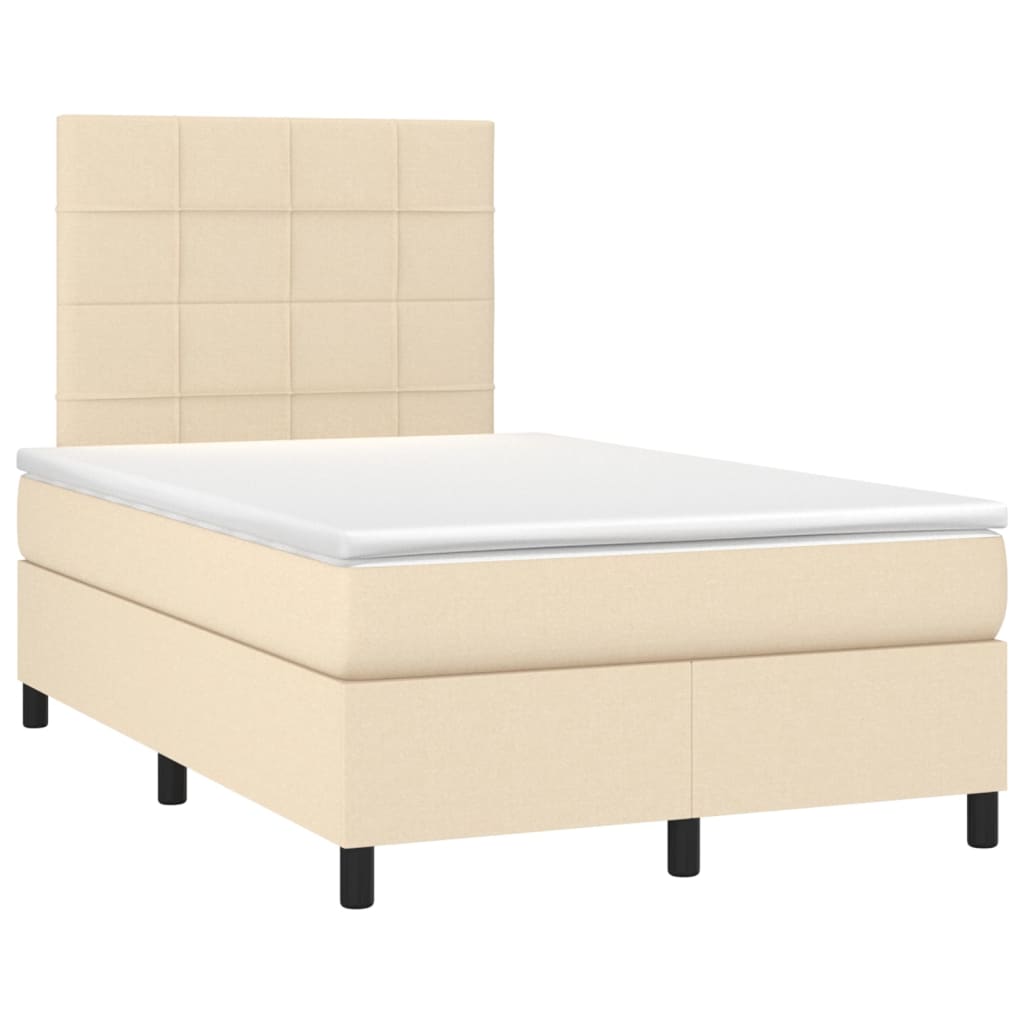 Boxspring met matras en LED stof crèmekleurig 120x200 cm is nu te koop bij PeponiXL, paradijselijk wonen!