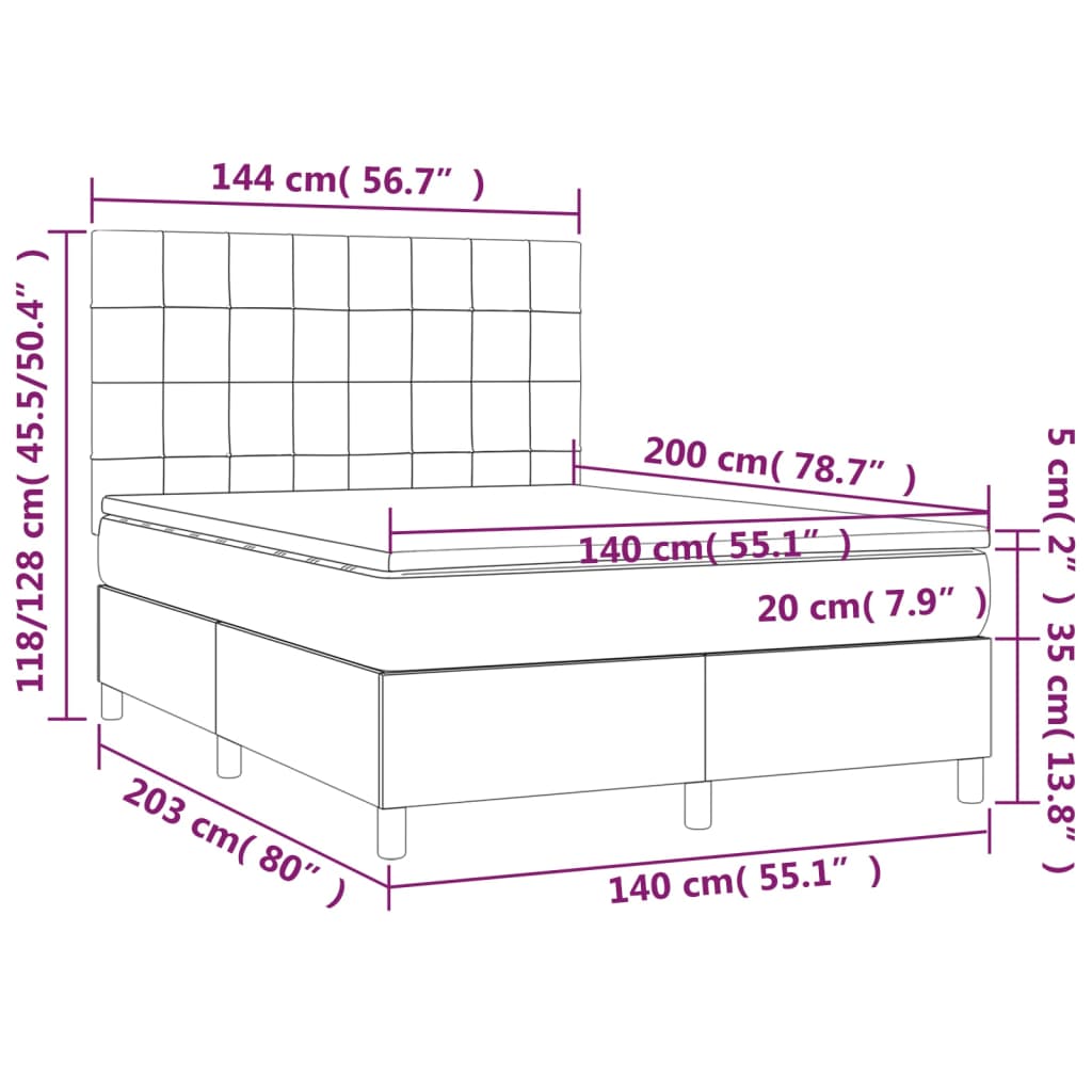 Boxspring met matras en LED stof lichtgrijs 140x200 cm is nu te koop bij PeponiXL, paradijselijk wonen!