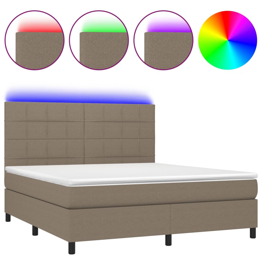 Boxspring met matras en LED stof taupe 160x200 cm is nu te koop bij PeponiXL, paradijselijk wonen!