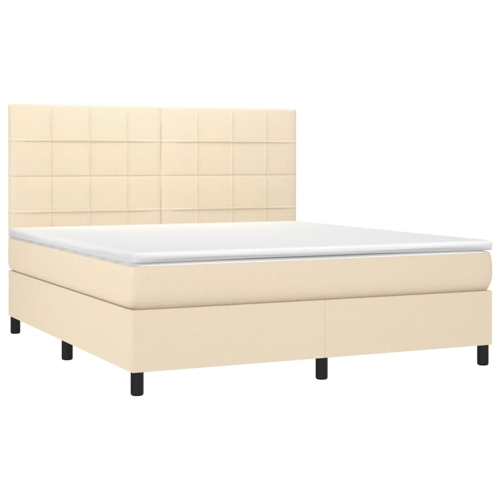 Boxspring met matras en LED stof crèmekleurig 160x200 cm is nu te koop bij PeponiXL, paradijselijk wonen!
