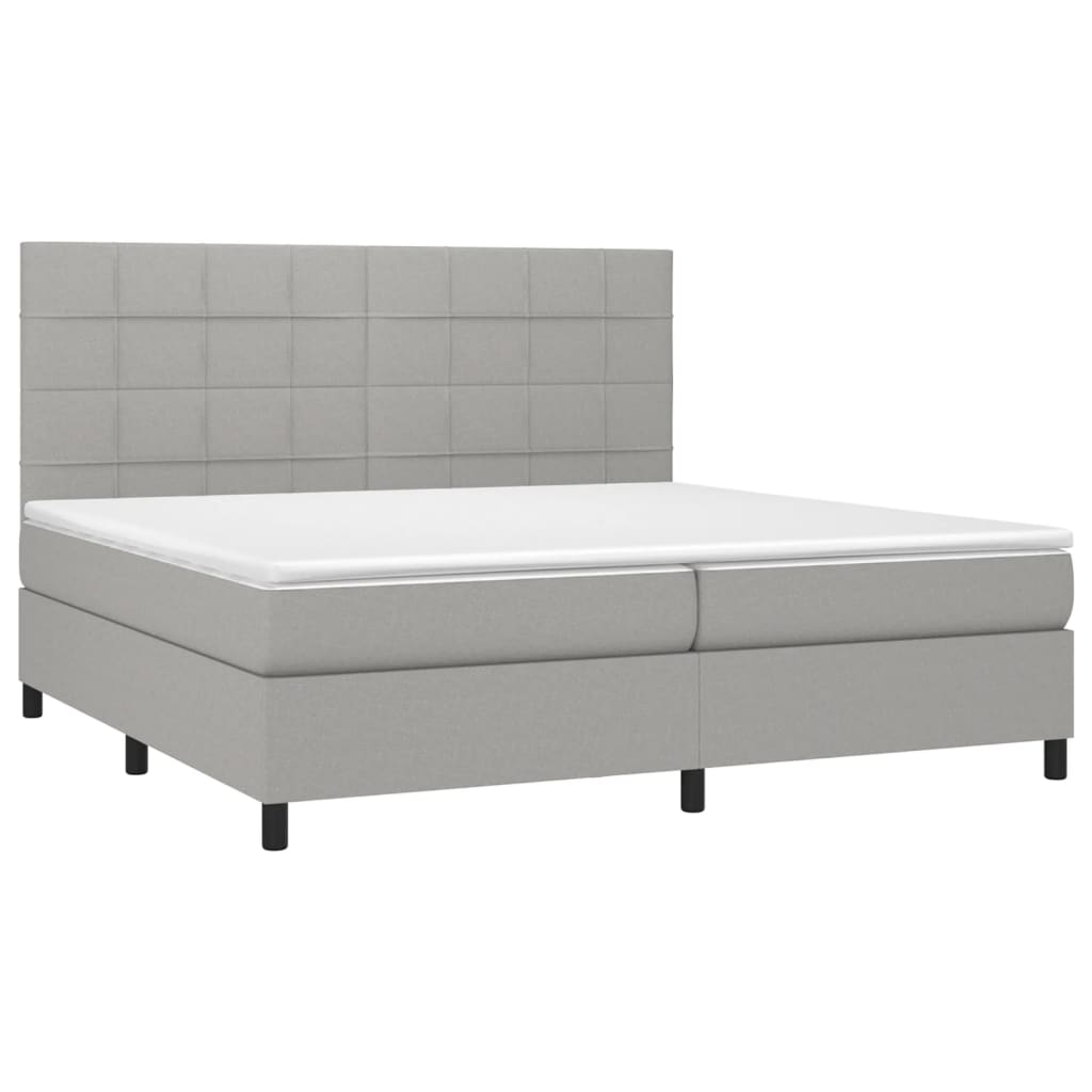 Boxspring met matras en LED stof lichtgrijs 200x200 cm is nu te koop bij PeponiXL, paradijselijk wonen!
