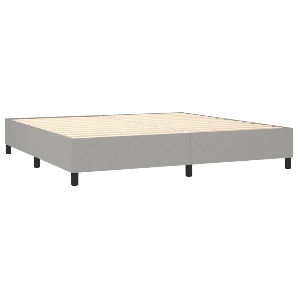 Boxspring met matras en LED stof lichtgrijs 200x200 cm is nu te koop bij PeponiXL, paradijselijk wonen!