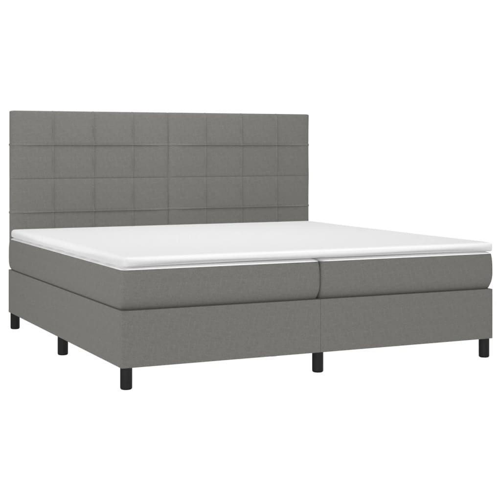 Boxspring met matras en LED stof donkergrijs 200x200 cm is nu te koop bij PeponiXL, paradijselijk wonen!