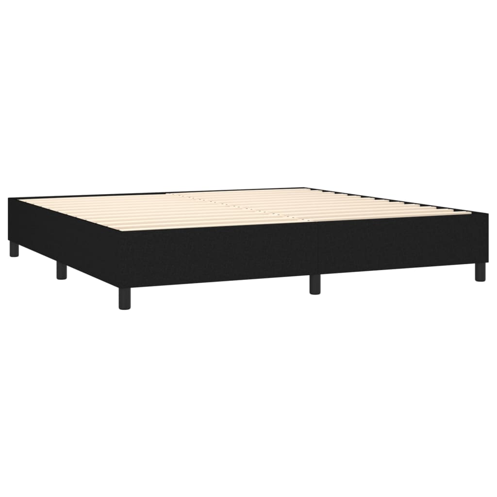 Boxspring met matras en LED stof zwart 200x200 cm is nu te koop bij PeponiXL, paradijselijk wonen!
