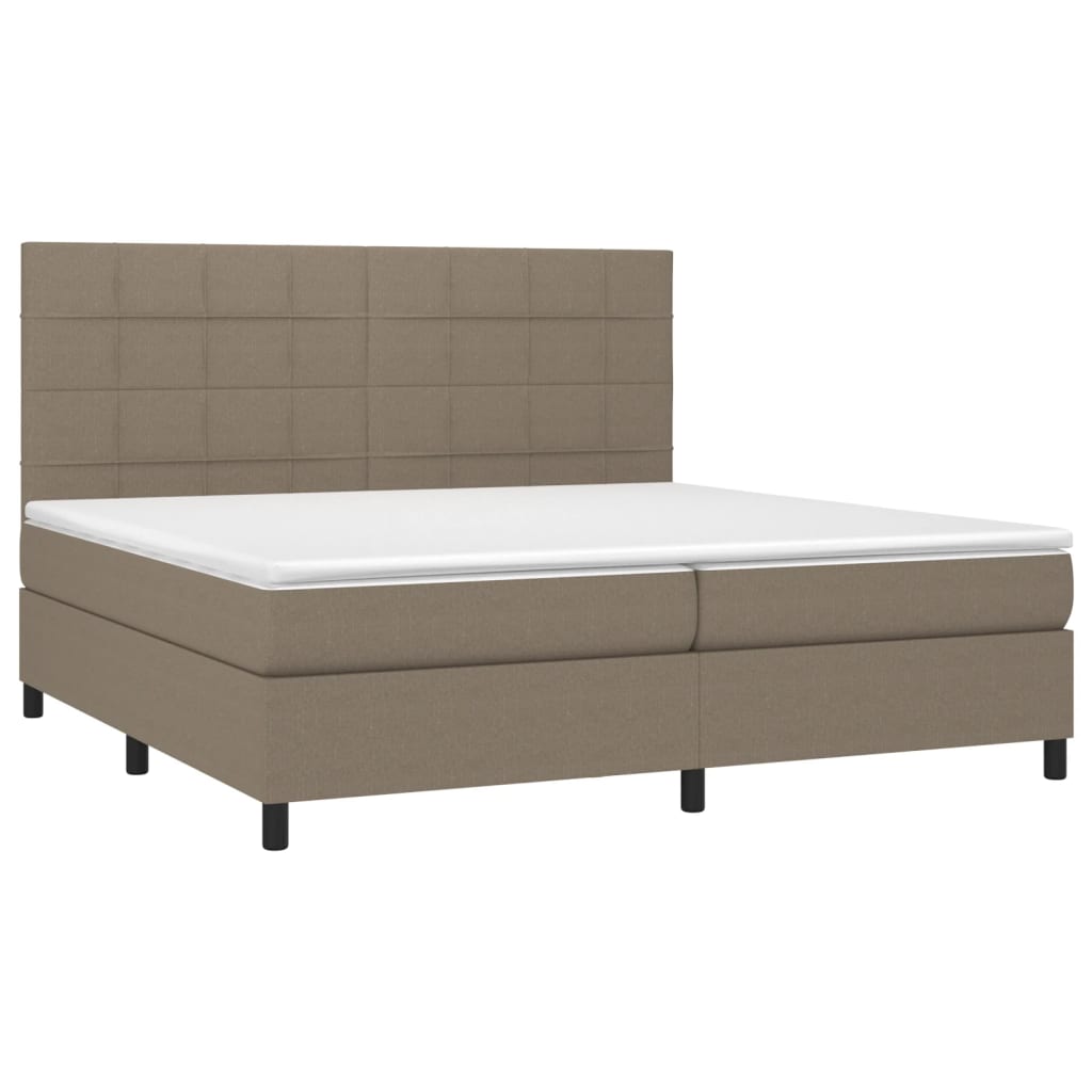 Boxspring met matras en LED stof taupe 200x200 cm is nu te koop bij PeponiXL, paradijselijk wonen!