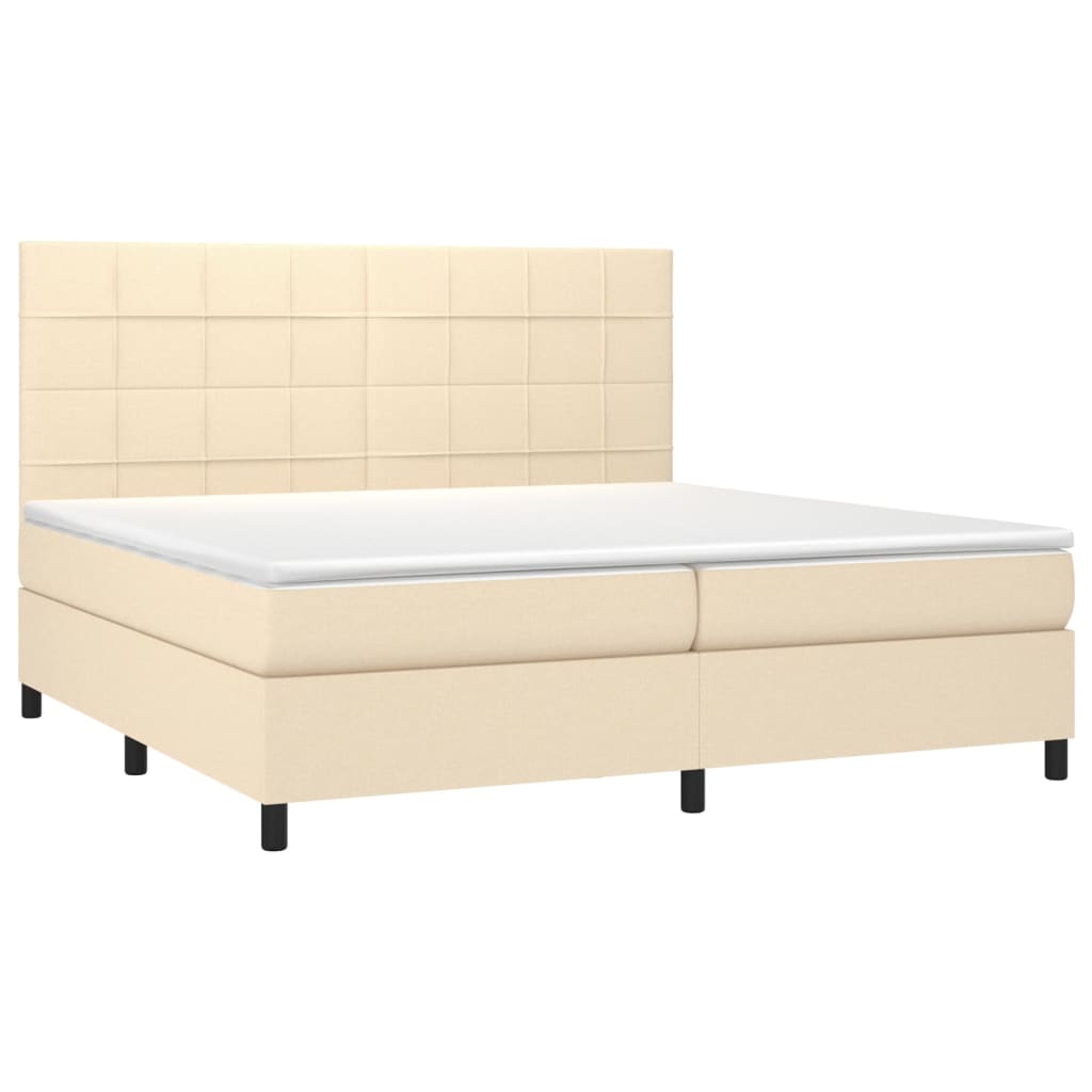 Boxspring met matras en LED stof crèmekleurig 200x200 cm is nu te koop bij PeponiXL, paradijselijk wonen!