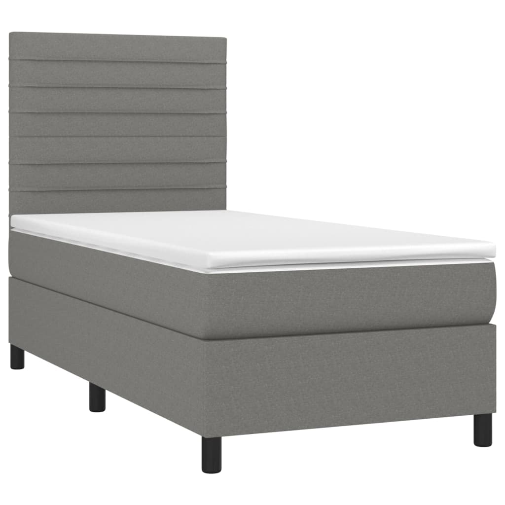 Boxspring met matras en LED stof donkergrijs 80x200 cm is nu te koop bij PeponiXL, paradijselijk wonen!