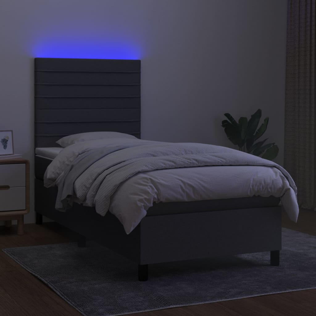 Boxspring met matras en LED stof donkergrijs 80x200 cm is nu te koop bij PeponiXL, paradijselijk wonen!
