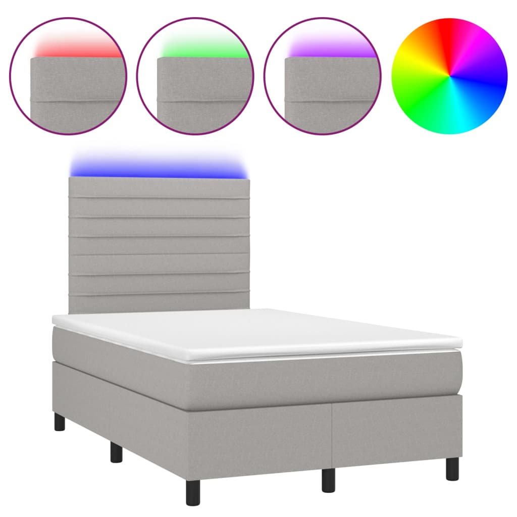 Boxspring met matras en LED stof lichtgrijs 120x200 cm is nu te koop bij PeponiXL, paradijselijk wonen!
