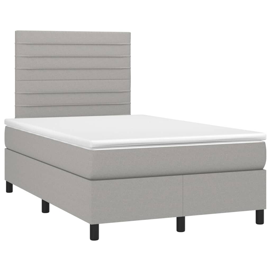 Boxspring met matras en LED stof lichtgrijs 120x200 cm is nu te koop bij PeponiXL, paradijselijk wonen!