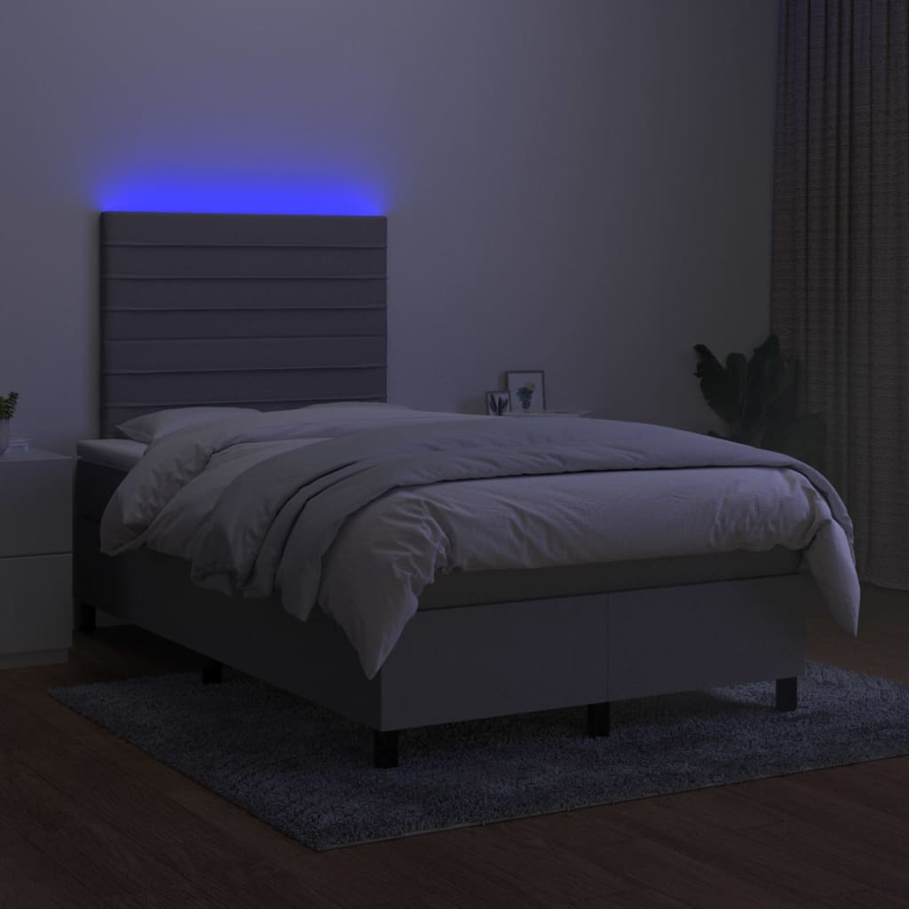 Boxspring met matras en LED stof lichtgrijs 120x200 cm is nu te koop bij PeponiXL, paradijselijk wonen!