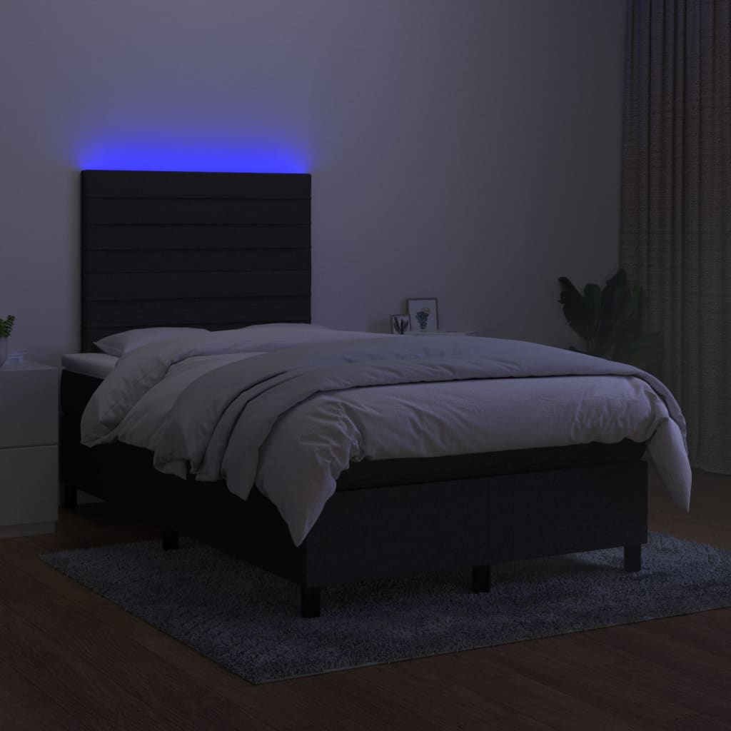 Boxspring met matras en LED stof zwart 120x200 cm is nu te koop bij PeponiXL, paradijselijk wonen!