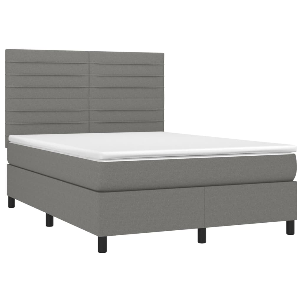 Boxspring met matras en LED stof donkergrijs 140x190 cm is nu te koop bij PeponiXL, paradijselijk wonen!