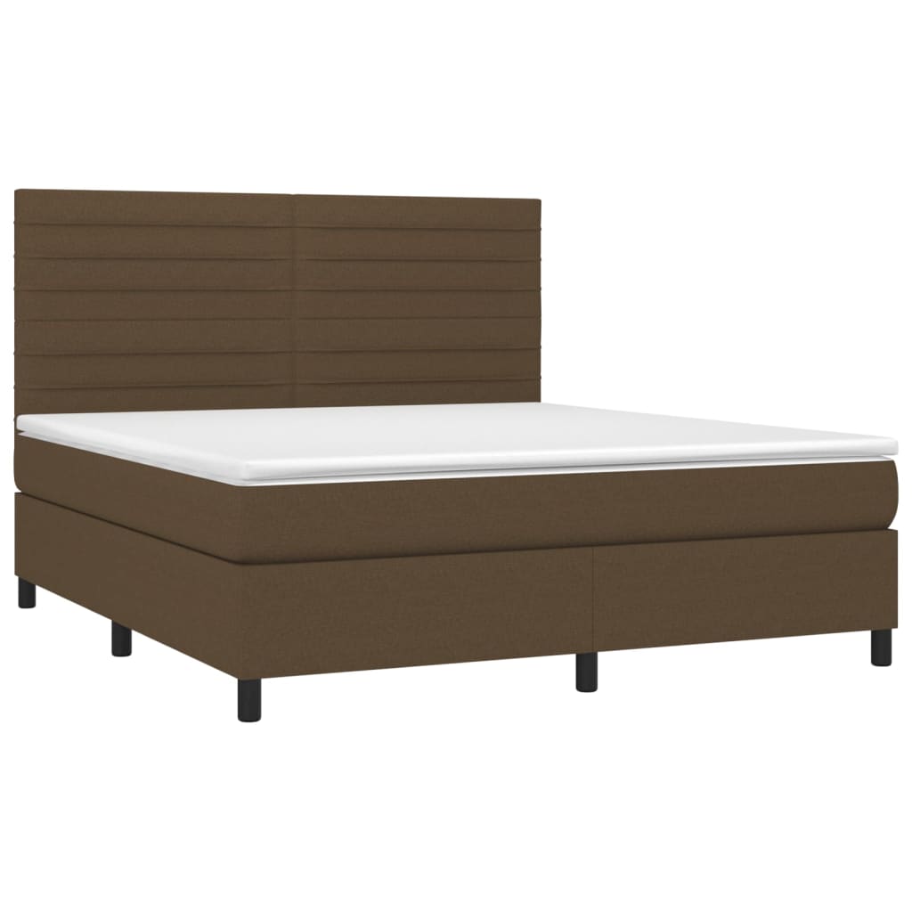 Boxspring met matras en LED stof donkerbruin 160x200 cm is nu te koop bij PeponiXL, paradijselijk wonen!