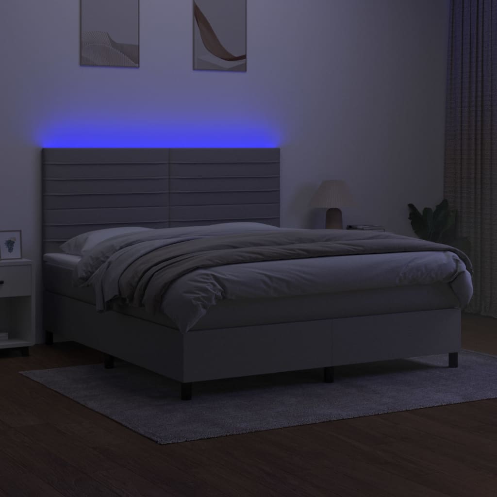 Boxspring met matras en LED stof lichtgrijs 180x200 cm is nu te koop bij PeponiXL, paradijselijk wonen!