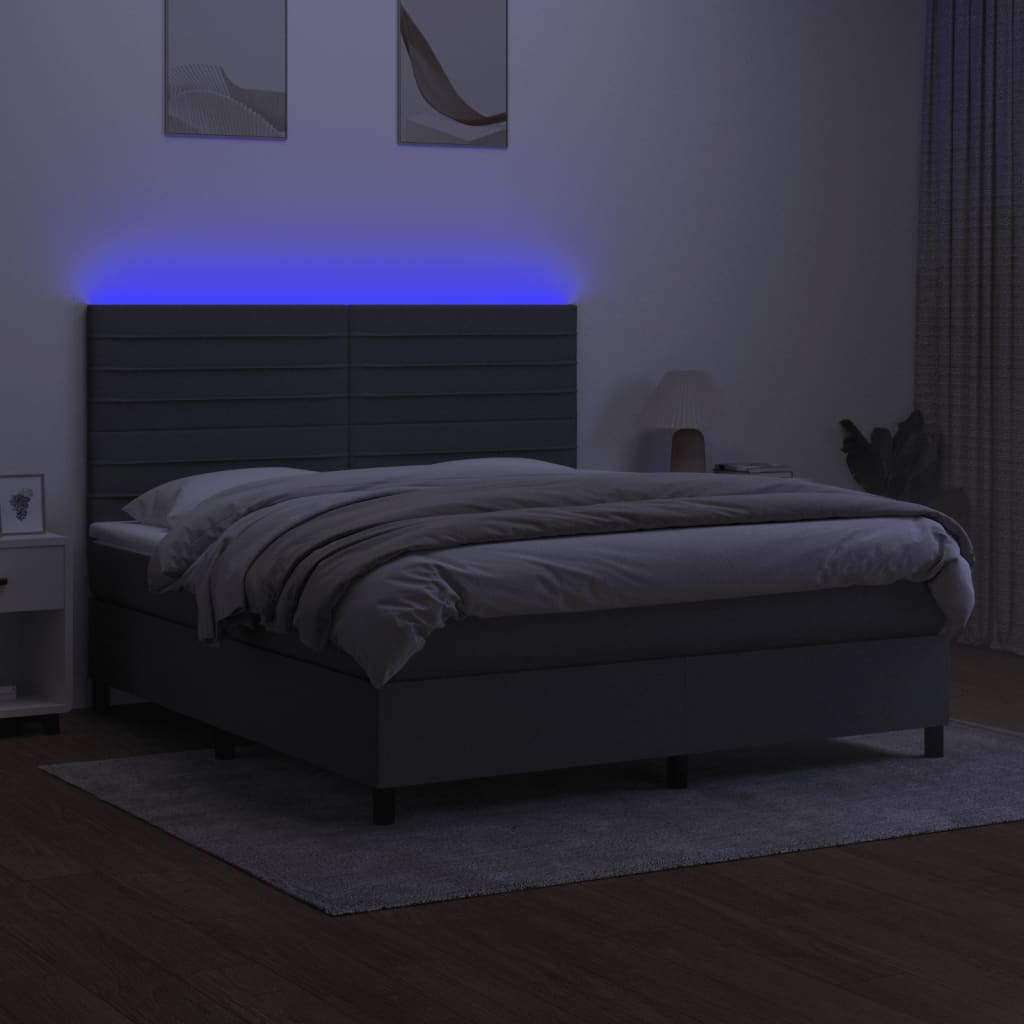 Boxspring met matras en LED stof donkergrijs 180x200 cm is nu te koop bij PeponiXL, paradijselijk wonen!