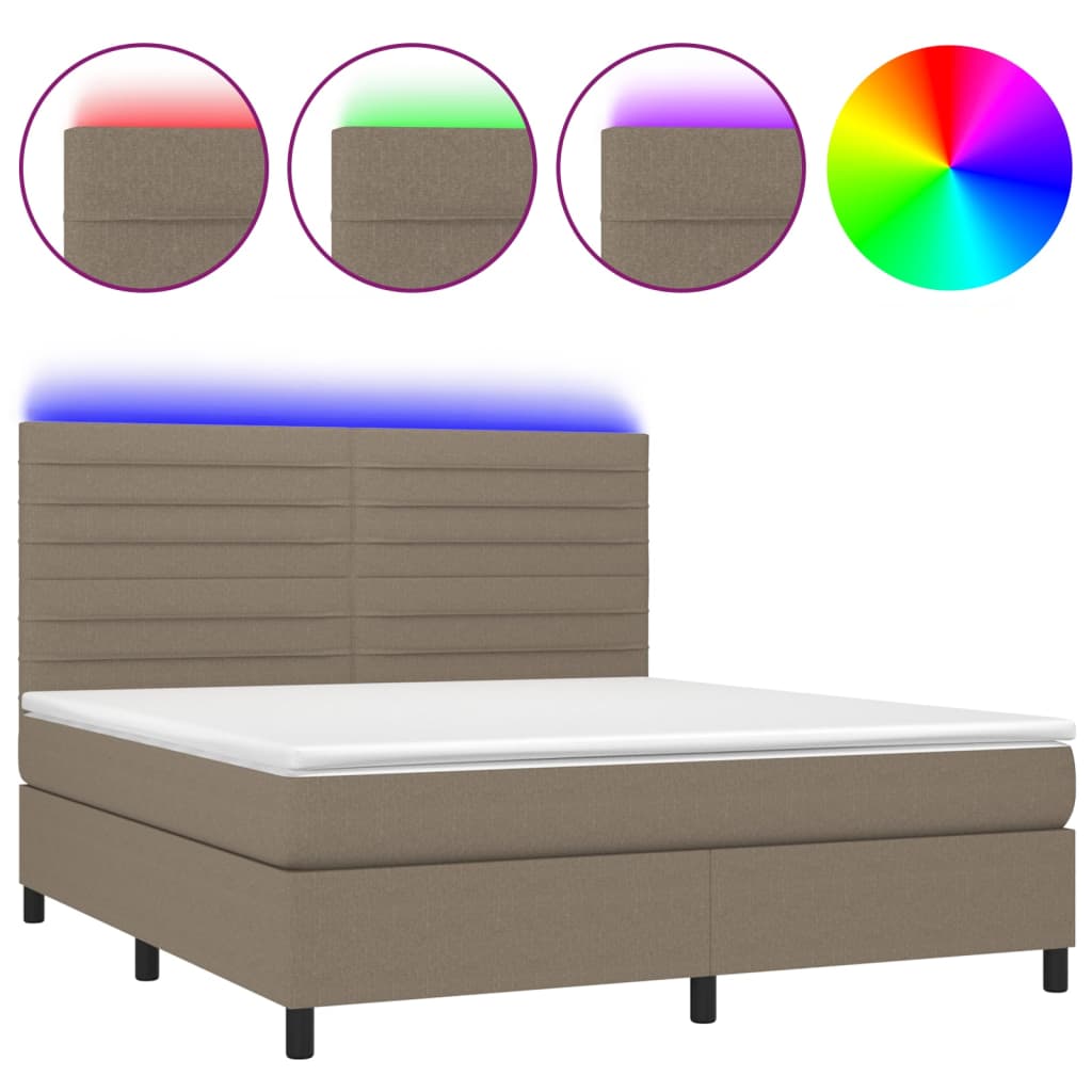 Boxspring met matras en LED stof taupe 180x200 cm is nu te koop bij PeponiXL, paradijselijk wonen!