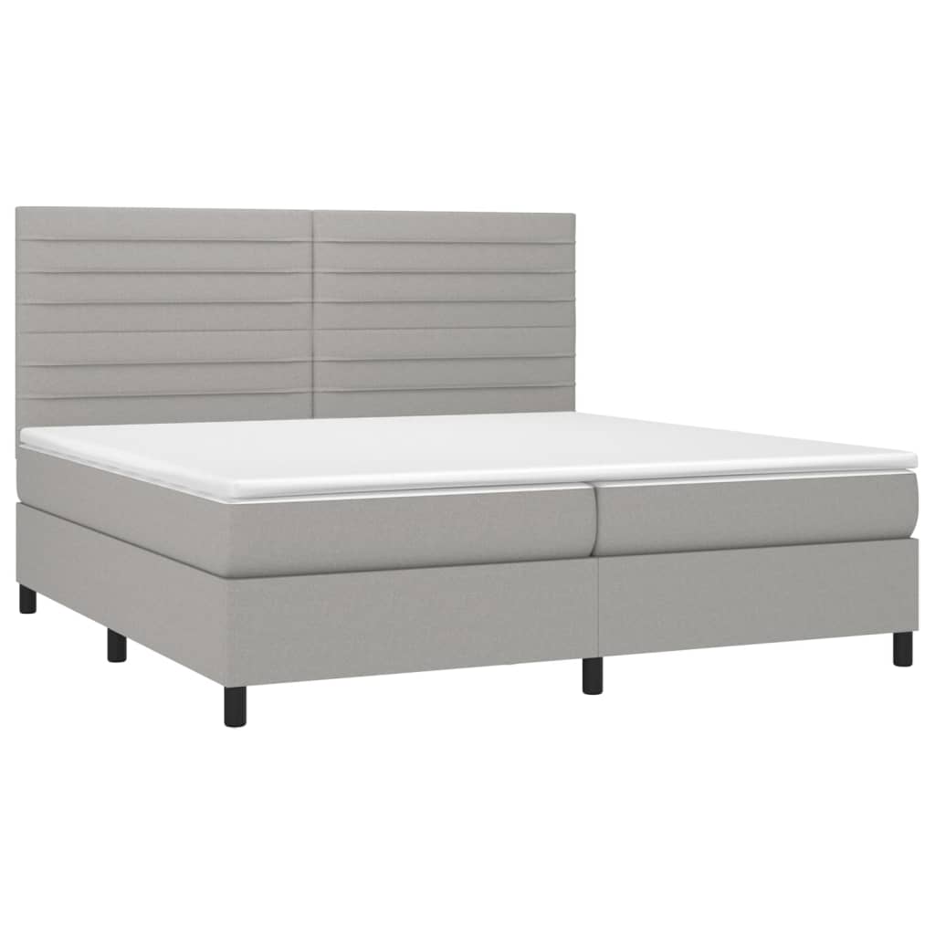 Boxspring met matras en LED stof lichtgrijs 200x200 cm is nu te koop bij PeponiXL, paradijselijk wonen!