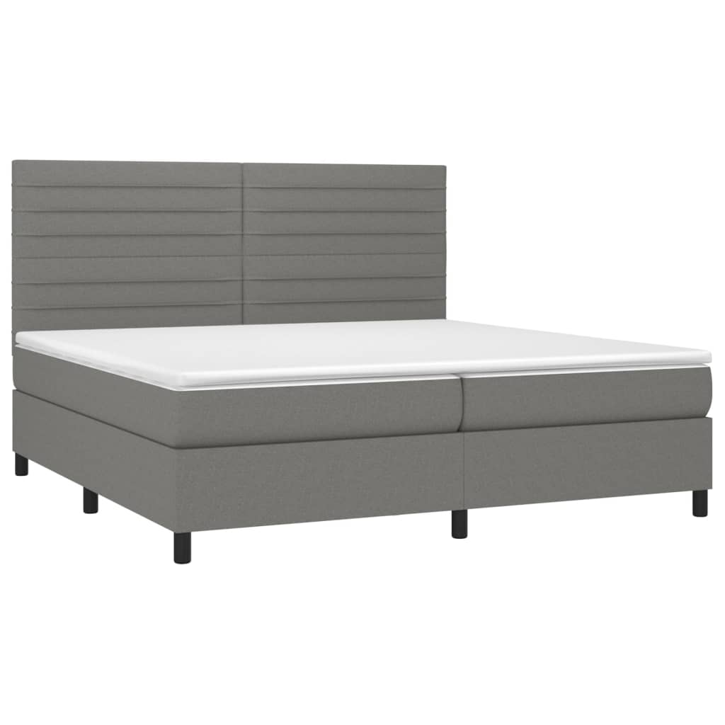 Boxspring met matras en LED stof donkergrijs 200x200 cm is nu te koop bij PeponiXL, paradijselijk wonen!
