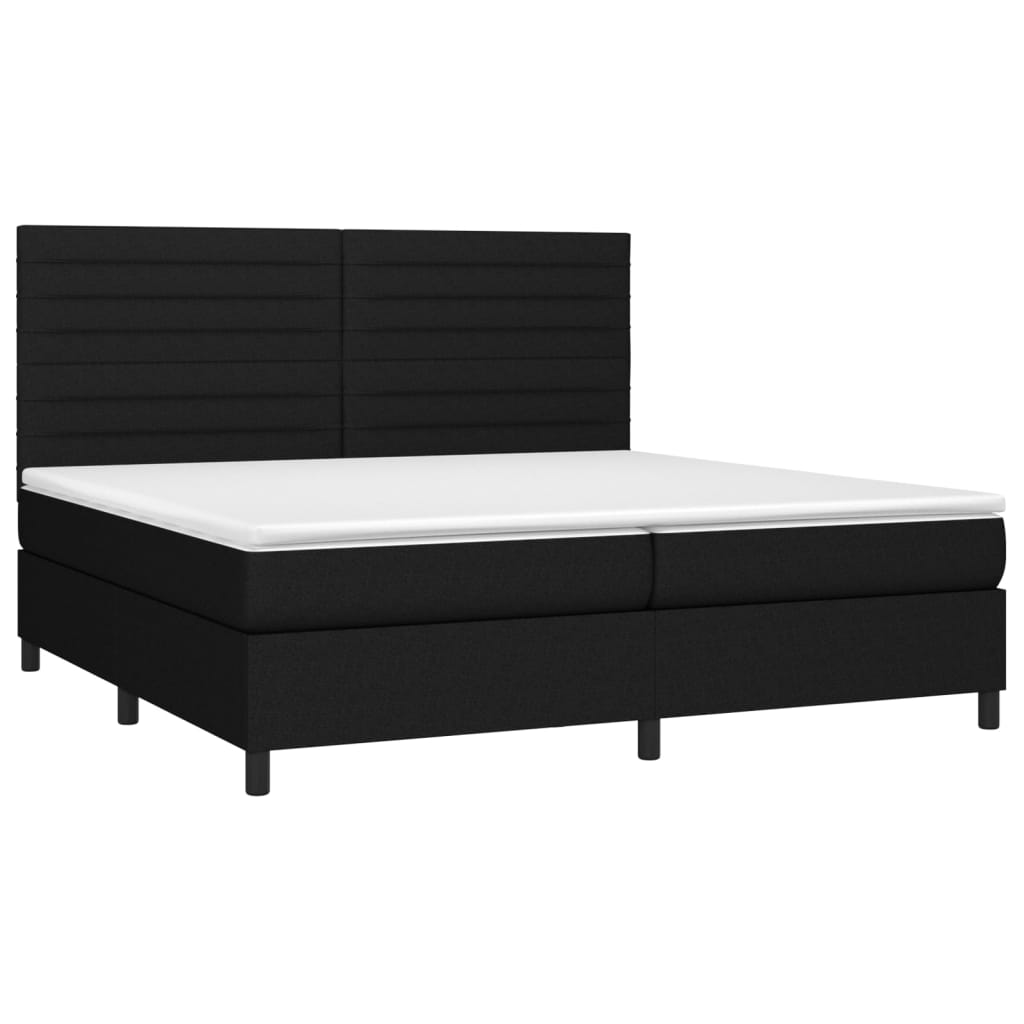 Boxspring met matras en LED stof zwart 200x200 cm is nu te koop bij PeponiXL, paradijselijk wonen!