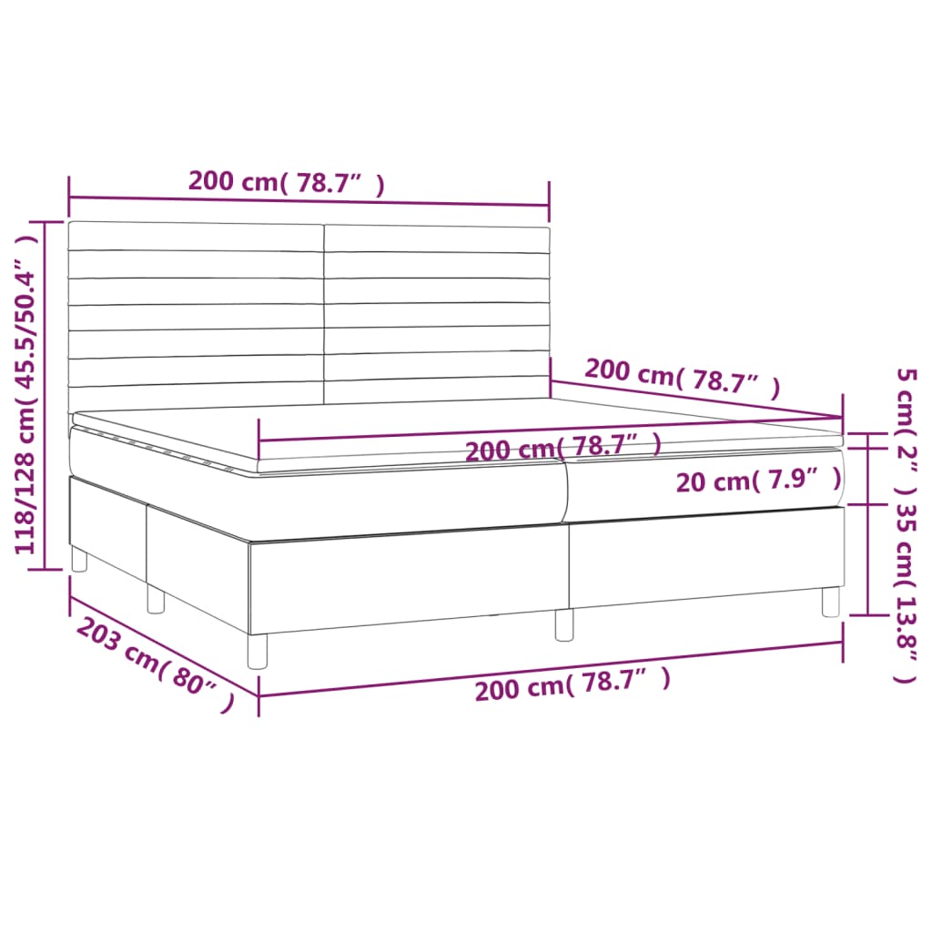 Boxspring met matras en LED stof donkerbruin 200x200 cm is nu te koop bij PeponiXL, paradijselijk wonen!