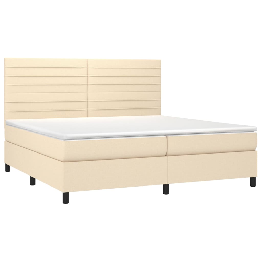 Boxspring met matras en LED stof crèmekleurig 200x200 cm is nu te koop bij PeponiXL, paradijselijk wonen!