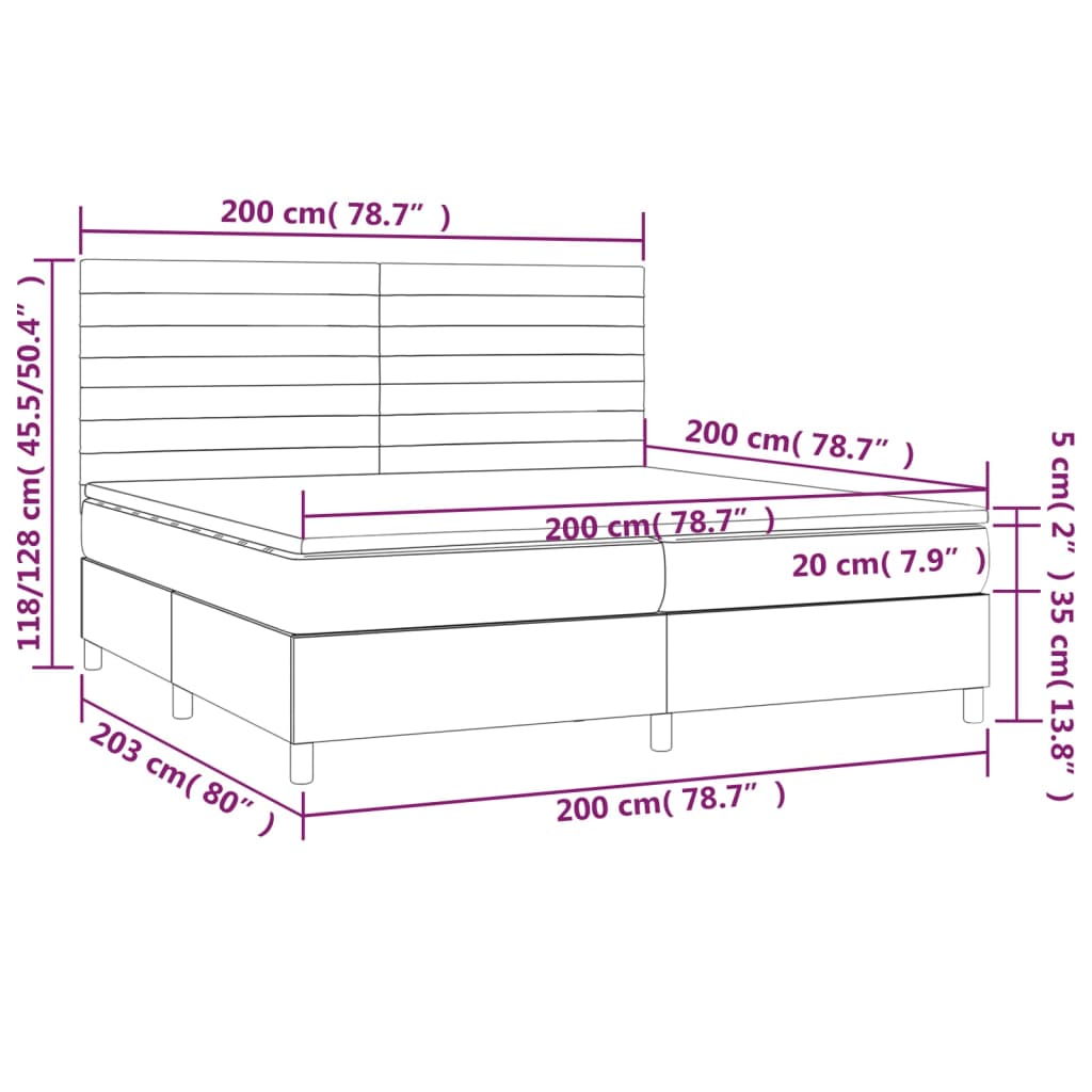 Boxspring met matras en LED stof crèmekleurig 200x200 cm is nu te koop bij PeponiXL, paradijselijk wonen!