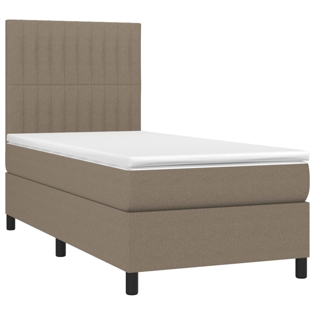 Boxspring met matras en LED stof taupe 90x190 cm is nu te koop bij PeponiXL, paradijselijk wonen!