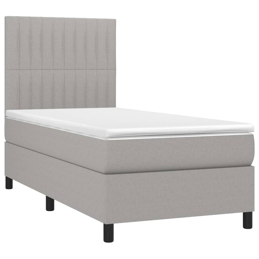 Boxspring met matras en LED stof lichtgrijs 100x200 cm is nu te koop bij PeponiXL, paradijselijk wonen!