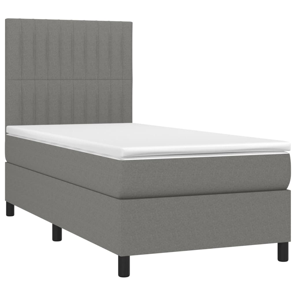 Boxspring met matras en LED stof donkergrijs 100x200 cm is nu te koop bij PeponiXL, paradijselijk wonen!
