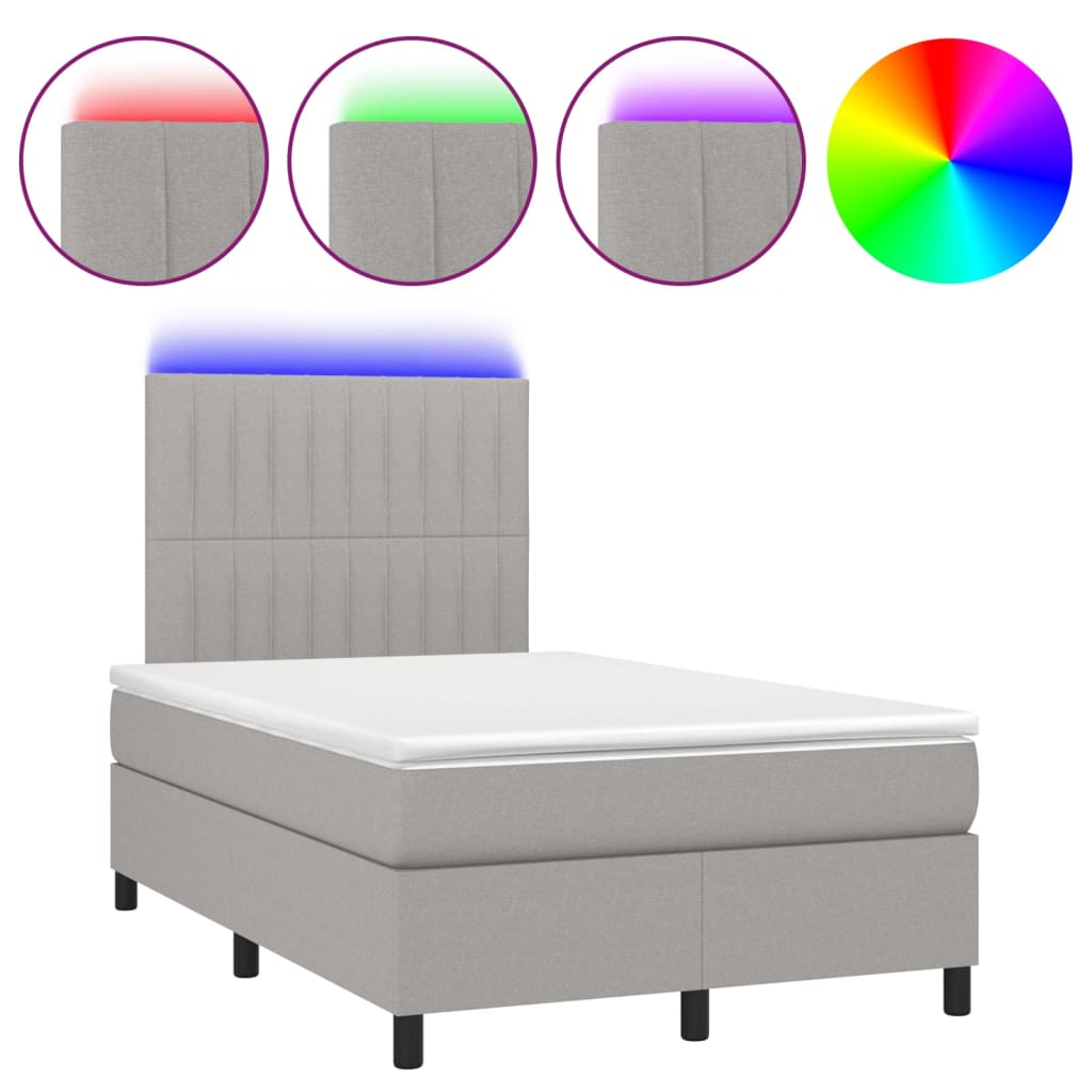 Boxspring met matras en LED stof lichtgrijs 120x200 cm is nu te koop bij PeponiXL, paradijselijk wonen!